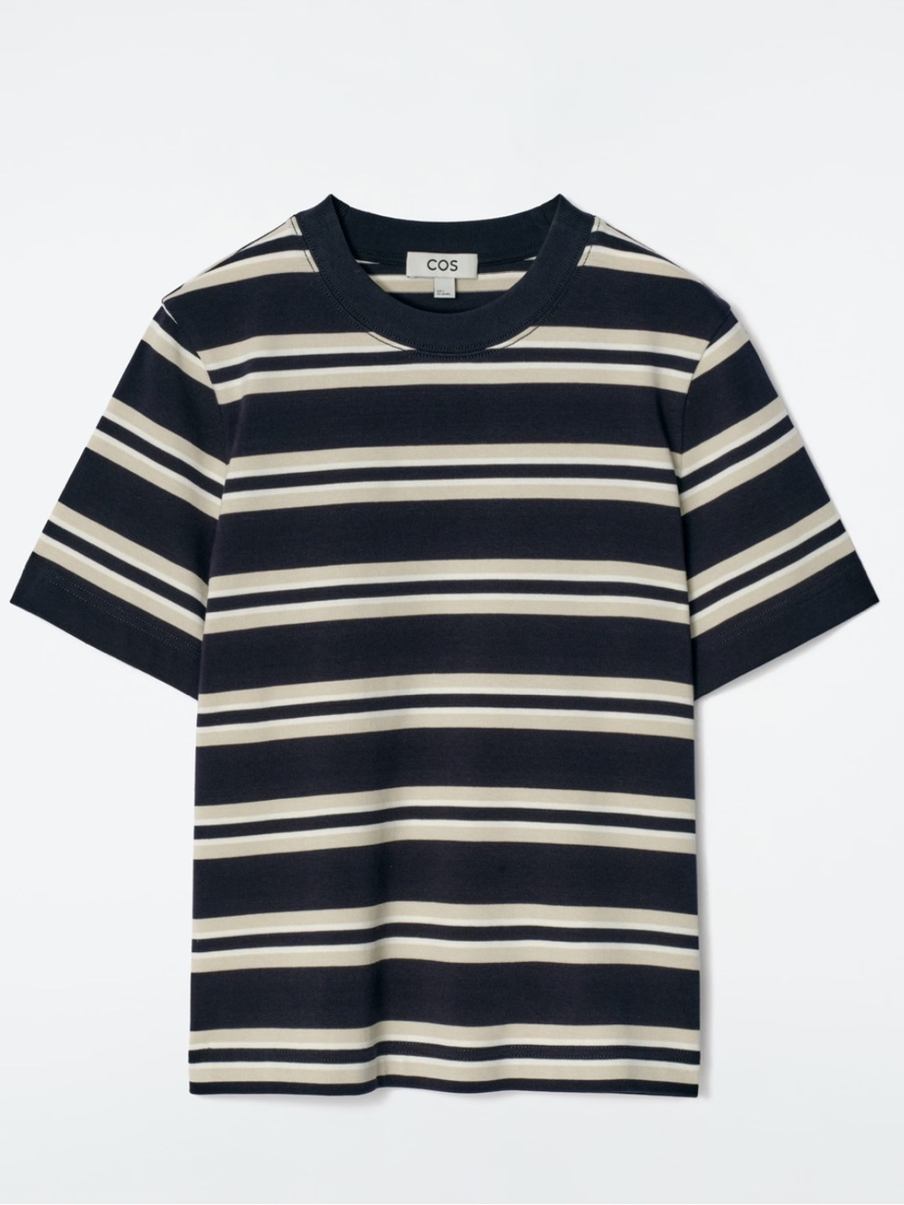 COS Black and White Striped Crew Neck Tee
